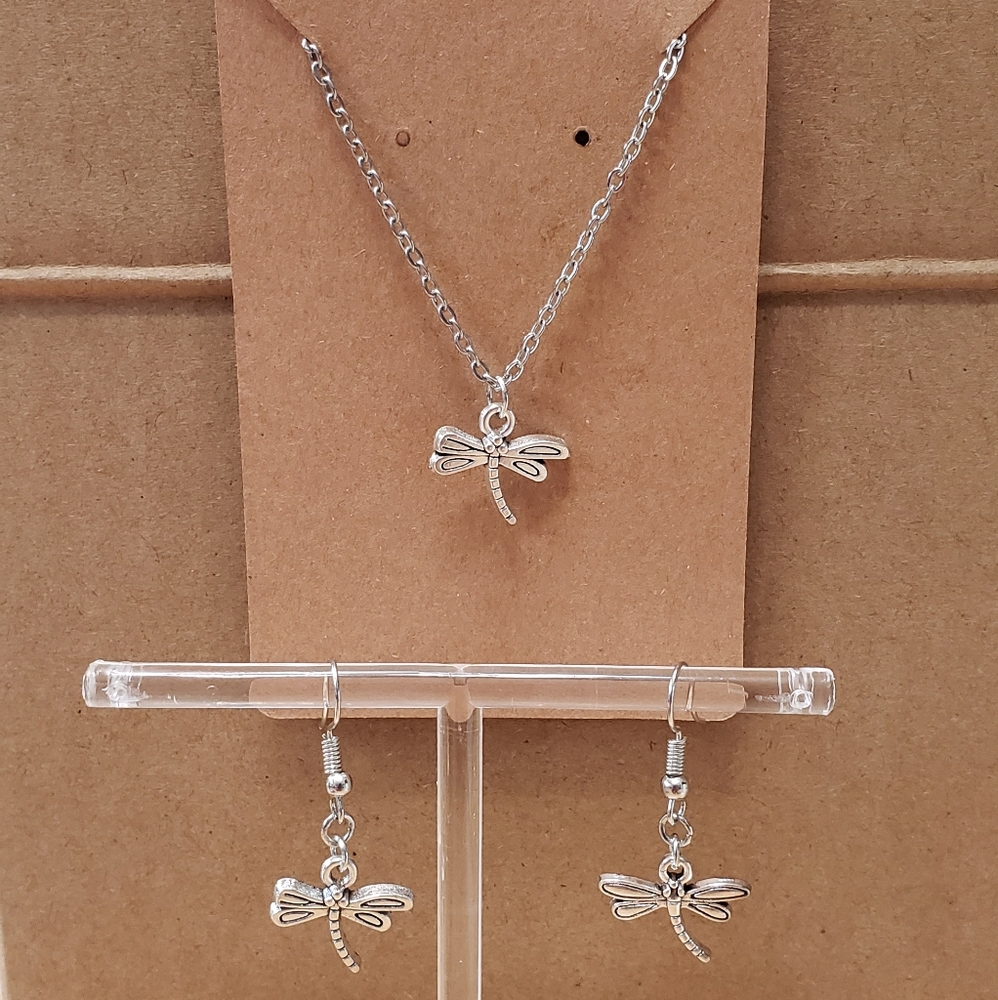 Dragon Fly Earrings & Necklace
